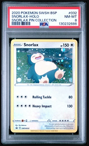 2020 Pokemon Sword & Shield BSP Snorlax Holo PSA 8 SWSH032 Black Star Promo #032