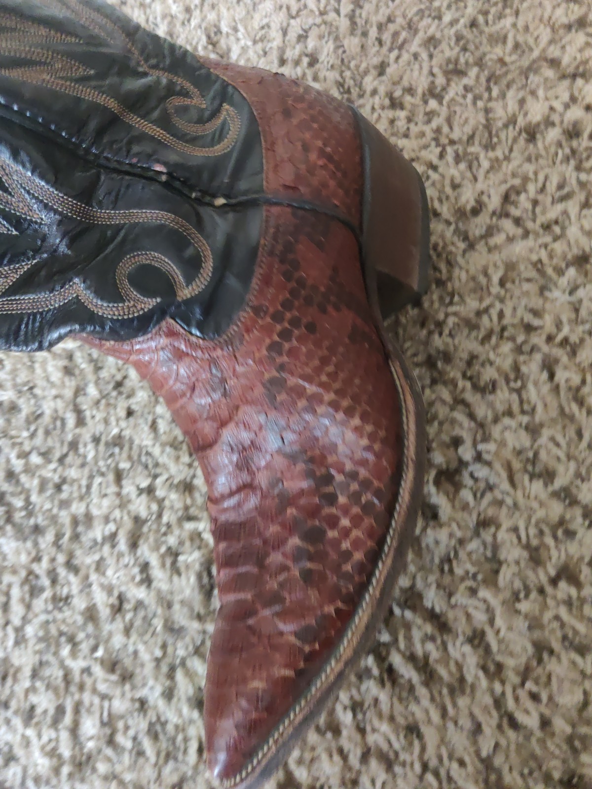 JR Mens COWBOY BOOTS PYTHON SNAKE PATTERN US 8 OR… - image 9