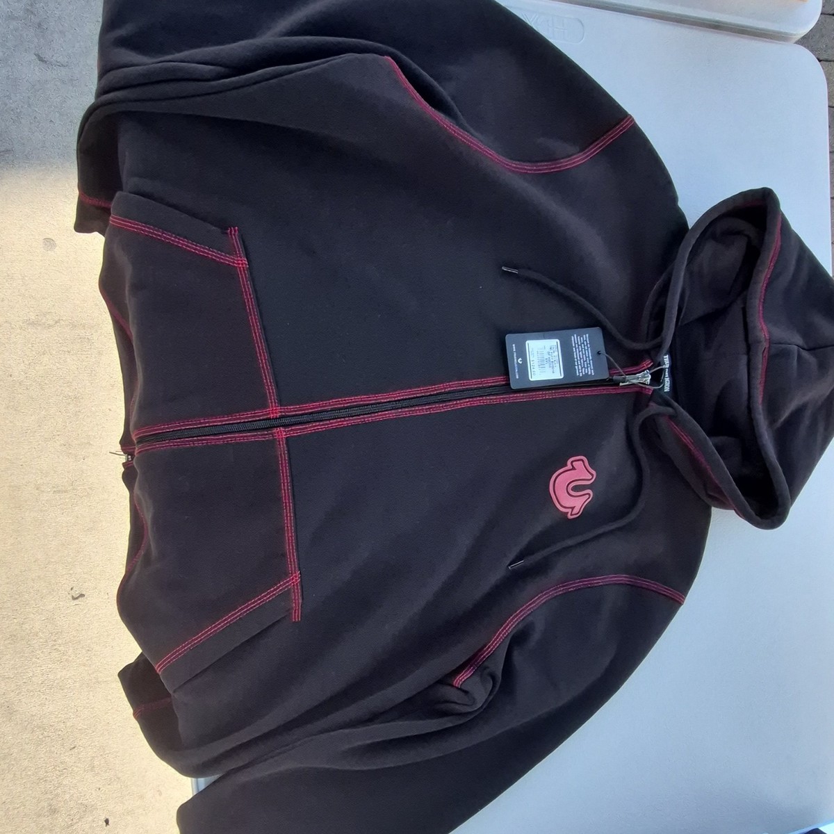 True Religion Puff Buddha Zip Hoodie XXL Black Red Style 701039 | eBay