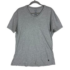 Polo Ralph Lauren Shirt Mens Large Gray V Neck Short Sleeve Pony Logo Cotton Tee