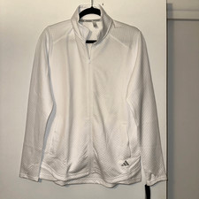 Adidas Women  s Large Textured Atheltic Jacket White Full Zip Long Sleeve NWT
