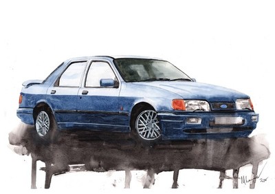 Painting of a Ford Sierra Cosworth Sapphire Limited Edition Print Sierra Gift