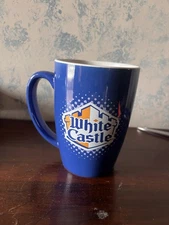 White Castle Vintage Ceramic Coffee Mug Blue/ White “Crave it hot and steamy”  