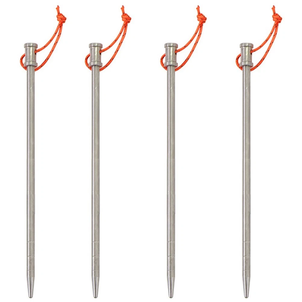 Lightweight 4pcs Ti Tent Stakes with Reflective Rope for Easy Ground Insertion