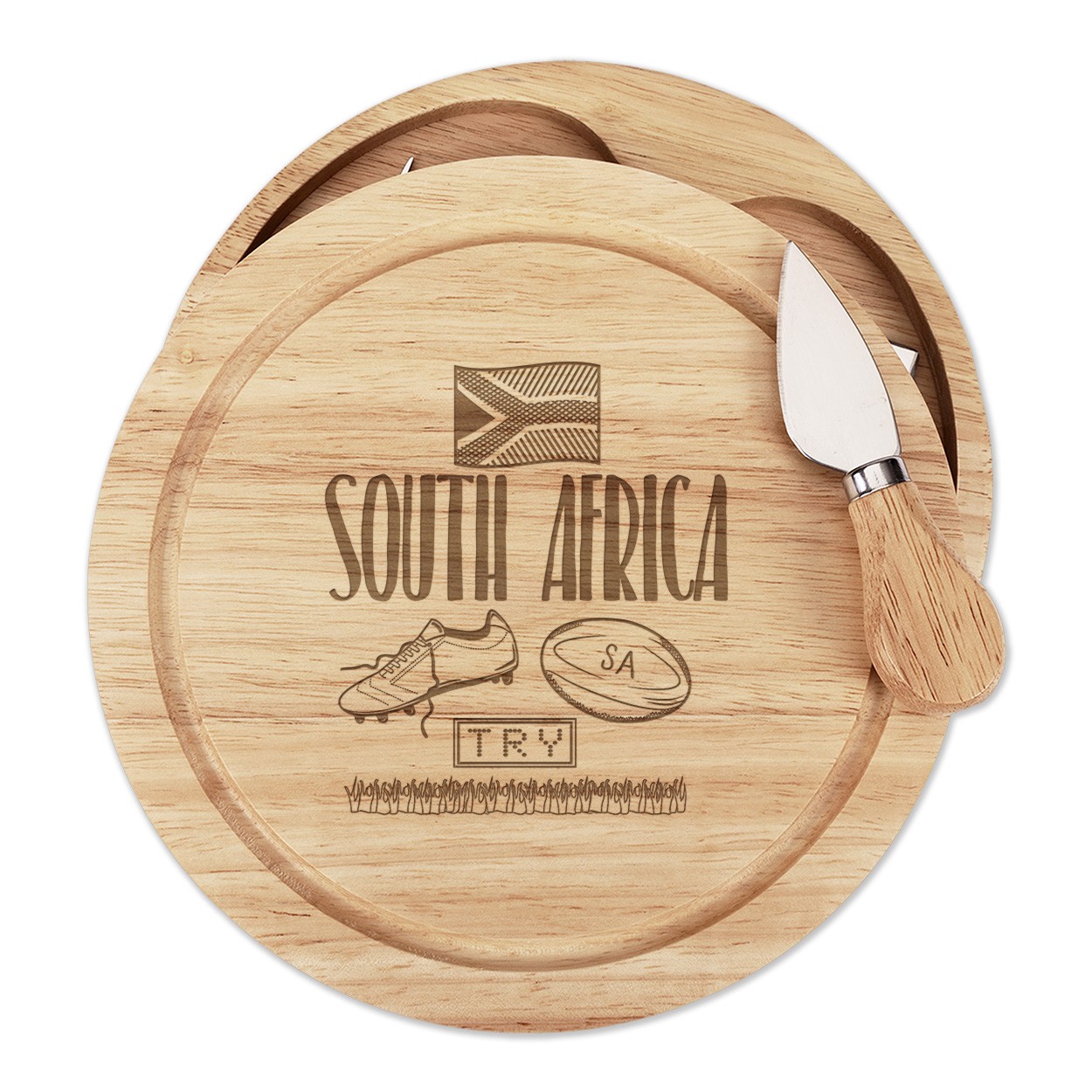 Rugby South Africa Cheese Board Knife Set Funny League Union Flag