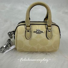 COACH Mini Rowan Satchel Bag Charm In Signature Canvas Yellow CX068 NWT