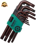 Torx Star Allen Wrench Set S2 Steel Tamper Resistant T10-T50 9 Pcs
