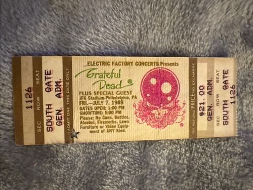 GRATEFUL DEAD JERRY GARCIA - JULY 7, 1989 - JFK STADIUM PHILLY PA - TICKET - Picture 1 of 2