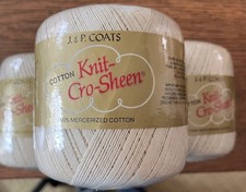 JP Coats Knit-Cro-Sheen mercerized Crochet cotton. Ecru 325 yds. 3 balls in lot