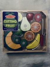 Melissa  Doug Wooden PLAY FOOD KITCHEN - Fruit Cutting Set - NEW Sealed