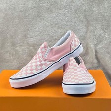 Vans Classic Slip On Pink Checkerboard Skate Shoes Juniors 6 Women 7.5
