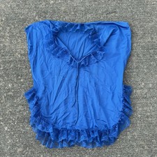 Vtg Chiffon Peignoir Lingerie Babydoll Blue Ruffle Teddy Top Pleats 50s Sz S
