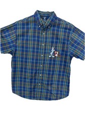 Warner Bros. Studio Store Large Looney Tunes Button Dwn green/blue Plaid Shirt