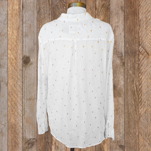 RAILS Charlie White Linen Blend Button Down Shirt Large Golden Cactus - Picture 3 of 9