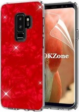 OKZone Red Bling Glitter TPU Case for Samsung Galaxy S9, with Screen Protector