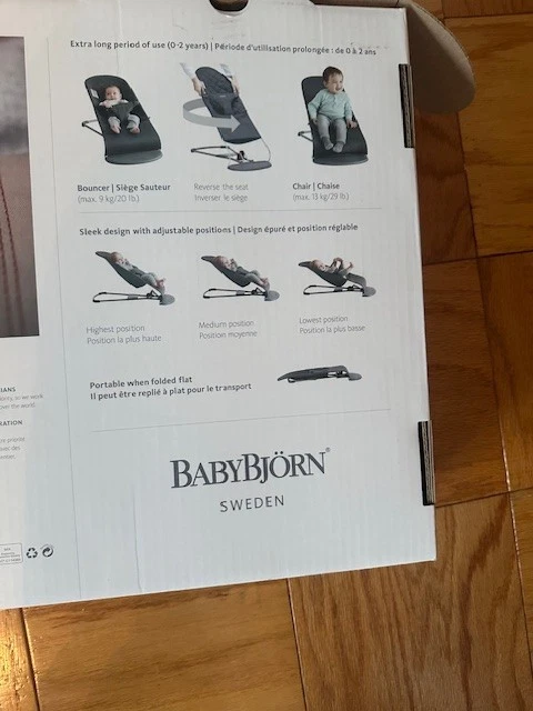 BabyBjorn Convertible Gorila-Silla en Algodón Bliss Edredón Clásico NEGRO Edad 0-2 Foto 2 de 4