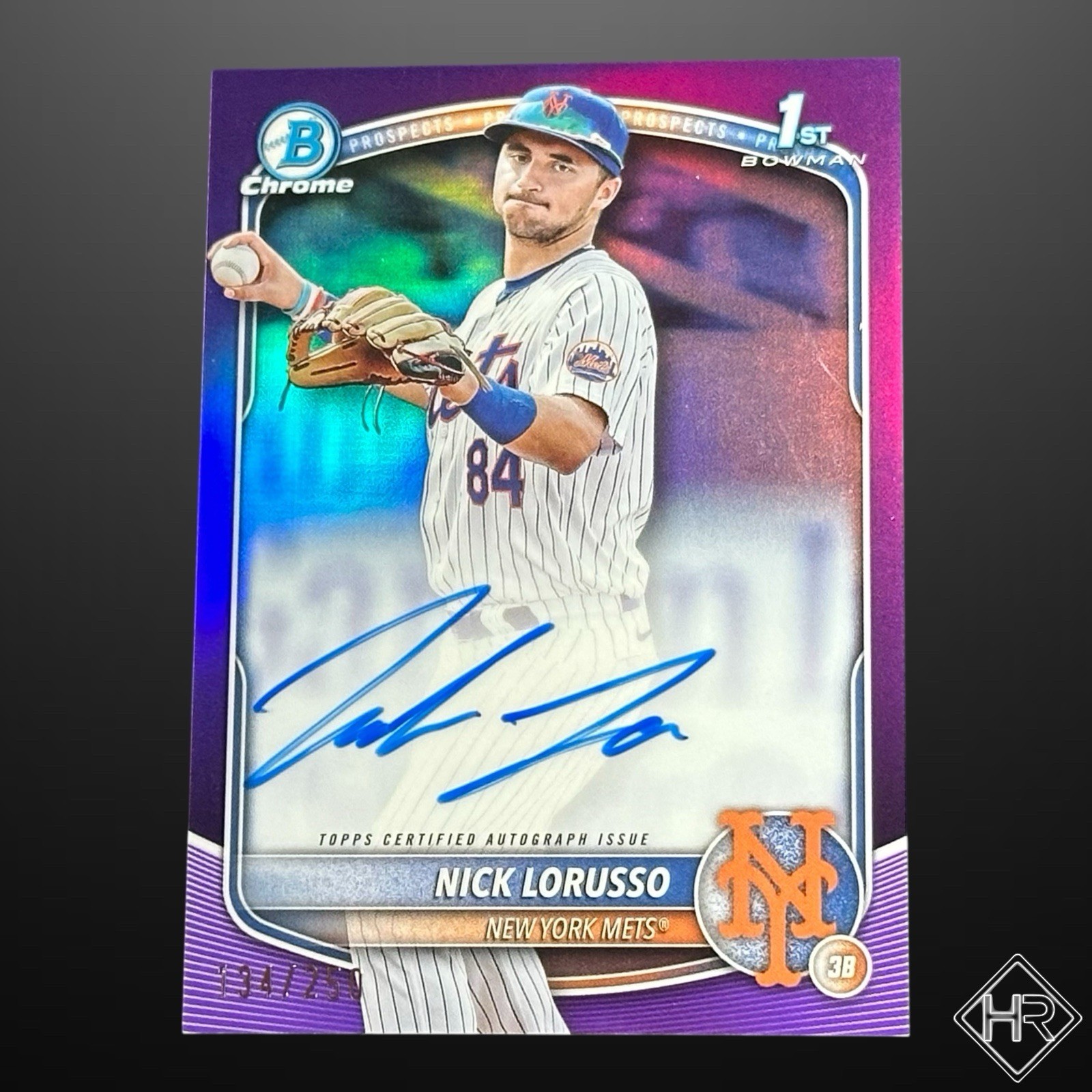 2025 Bowman Chrome Nick Lorusso 1st Bowman Purple Refractor Auto /250 Mets