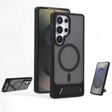 Samsung Galaxy S24 Ultra Magnetic Case, Anti-Slip Matte PC Back Cover Dark Black