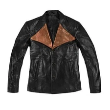 Men's new style Biker Black Genuine Leather Jacket Coat