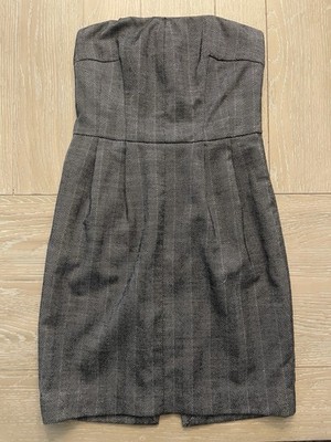 Express Design Studio Strapless Herringbone Mini Sheath Dress Gray Black Size 2