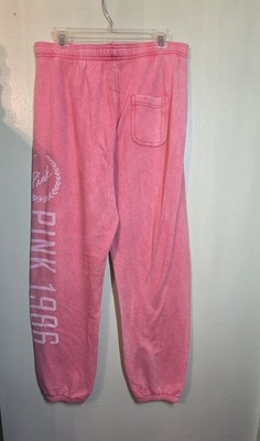 Victoria Secret Pink Distressed Campus Sweatpants Sz M Y2K Style Tomboy Nostalgi