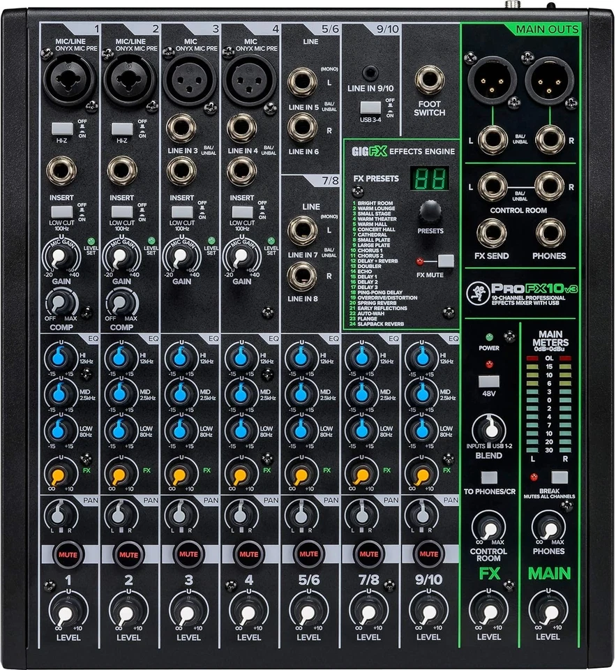 Mackie ProFX10v3 10-Channel Professional Effects Mixer with USB & Onyx Mic Pream - Image 4 of 4