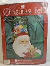 DESIGNS FOR THE NEEDLE "SANTA CHRISTMAS STOCKING" 9909 FELT KIT SEQUINS BEADS