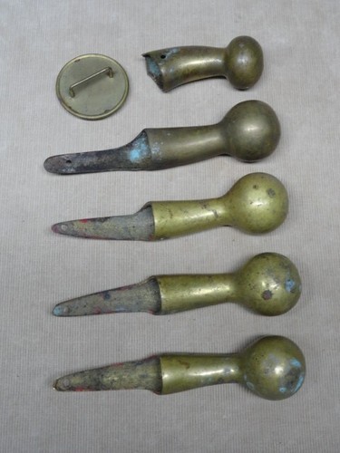 Lot of 4 Horse Hames Brass Ball Knob Walking Stick Vintage Antique & Round Brass - Picture 7 of 11