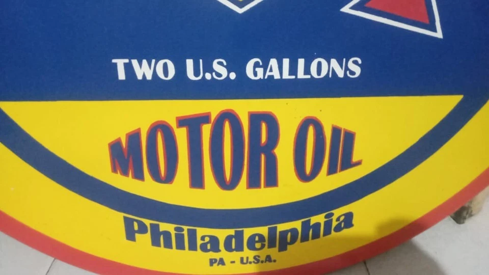 Sunoco Motor Oil  Porcelain Enamel Heavy Metal Sign 30  Inches Double  Side - Image 3 of 4