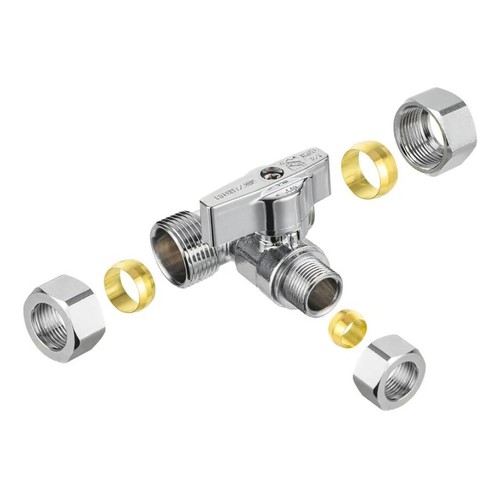EFIELD 5/8" OD Compr. x 5/8" OD Compr. x 3/8" OD Compr. Válvula de tope de tee 1/4 vuelta - Imagen 4 de 7