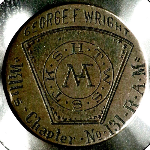 U.S. Large Cent • Masonic Token • George F. Wright Willis Chapter No 131   RC331