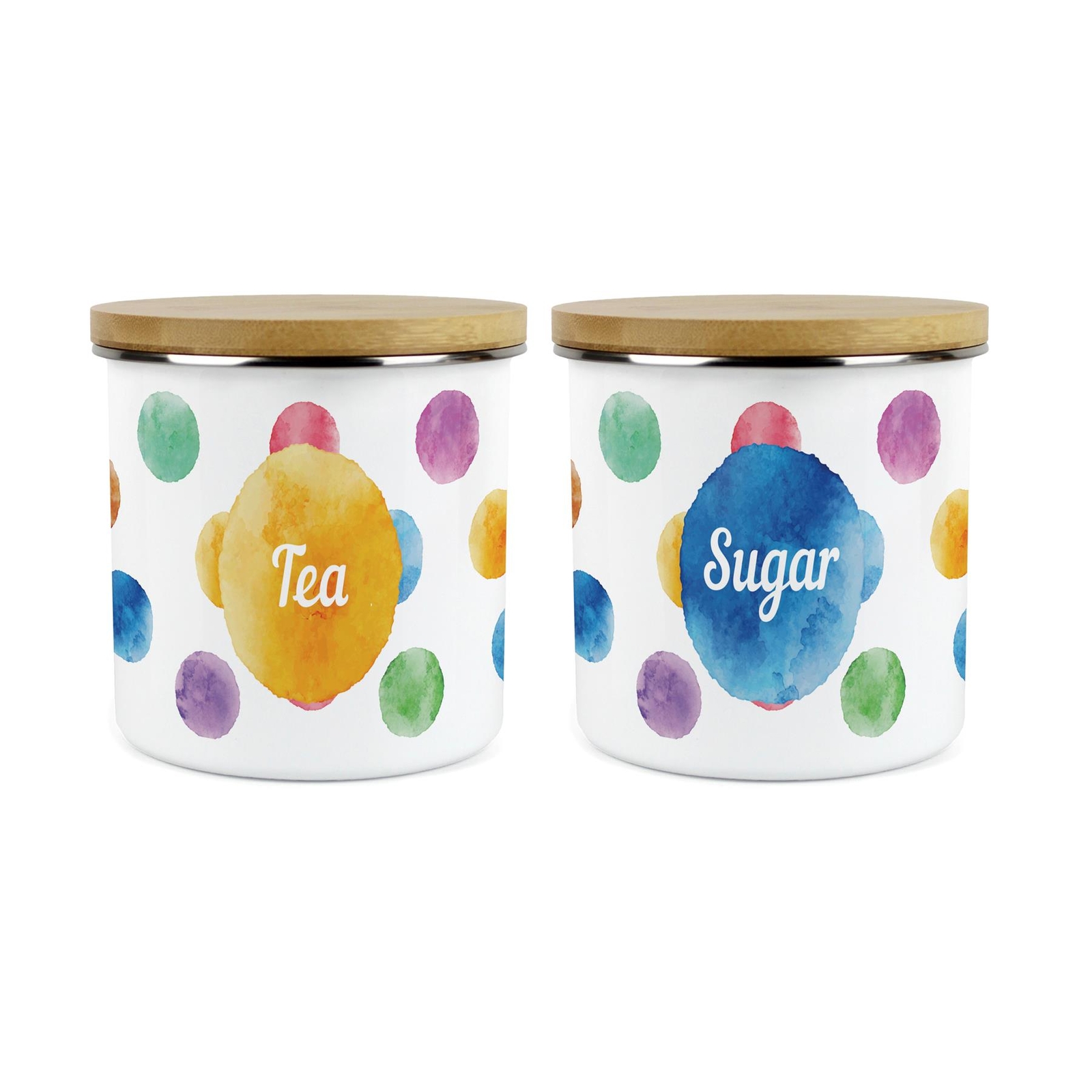 Polka Dots Tea & Sugar Storage Canister - Multicoloured Spots Kitchen Gifts