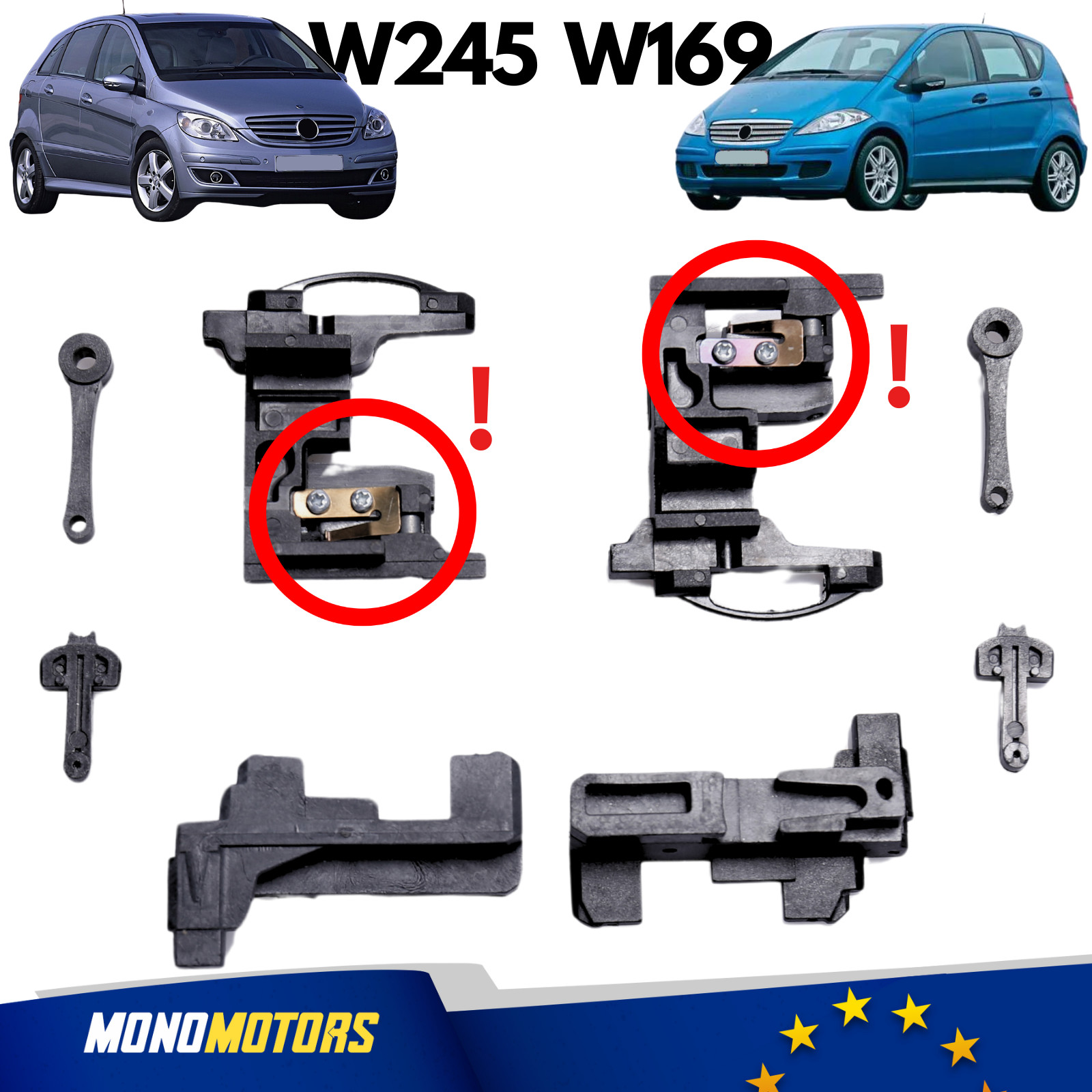 KIT REPARACIÓN TECHO CORREDIZO DELANTERO TRASERO RIELES GUÍA MERCEDES W169 W245