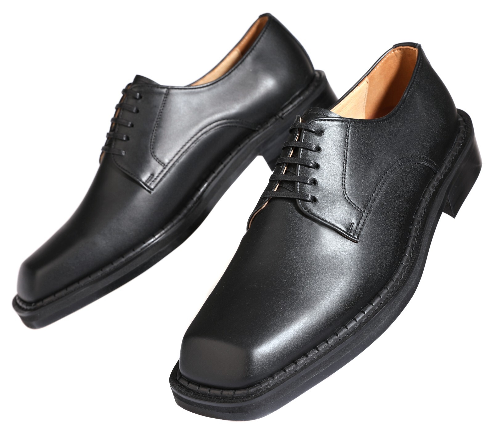 SAOLA Firenze Atelier uomo punta quadrata in pelle nera opaca Oxford Derby con suola Vibram