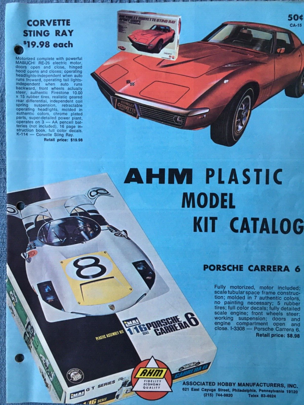 1970’s AHM Hobby Model Kits Advertising Brochure Porsche Strate-a-way ...