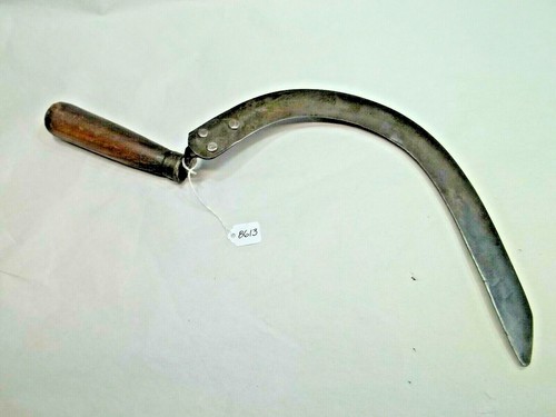 Vintage Corn, Grass, Weed Scythe Cutter, Wooden Handle for Farm or Garden 17" Lg - Picture 4 of 5