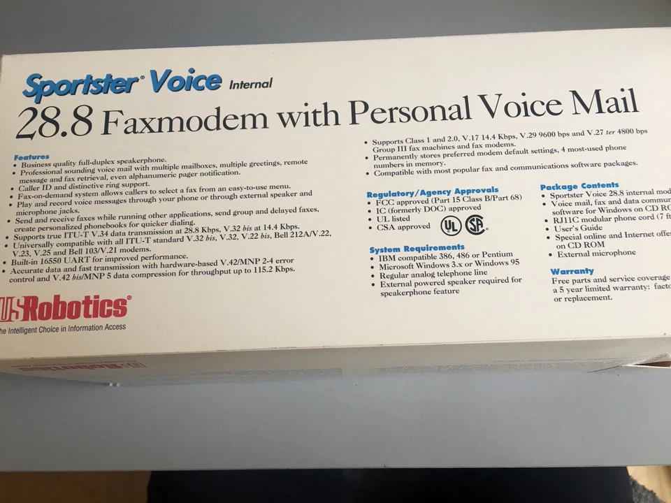 1171, US Robotics 8-bit ISA Voice Fax Hardware Modem 33.6/ 28.8 COM Select, New - Image 2 of 4