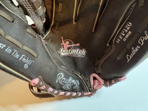 Rawlings WFP120 12'' Fastpitch Softball Glove Brown Pink Right Hand Thrower Girl - Picture 3 of 6