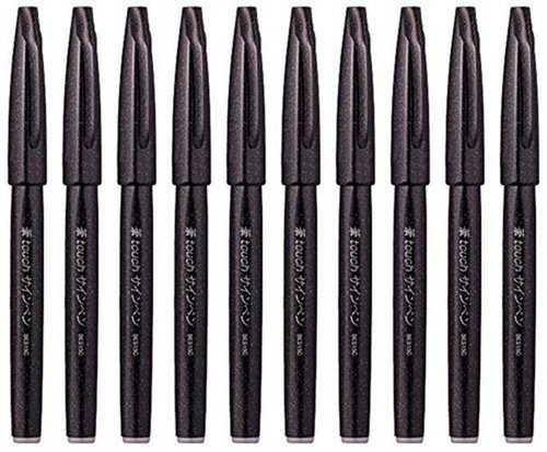 Pentel Fude Touch Brush Sign Pen (SES15C-A),Black Ink, Felt 