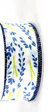 Blue Hyacinth 1.5" by 2 yards Ivory Wired Ribbon Easter Spring Summer Floral
