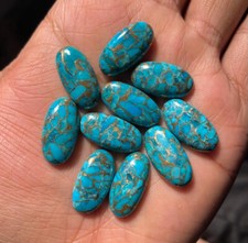 Natural Blue Copper Turquoise Cabochon Oval Loose Gemstone 12x14MM 10Pcs 15
