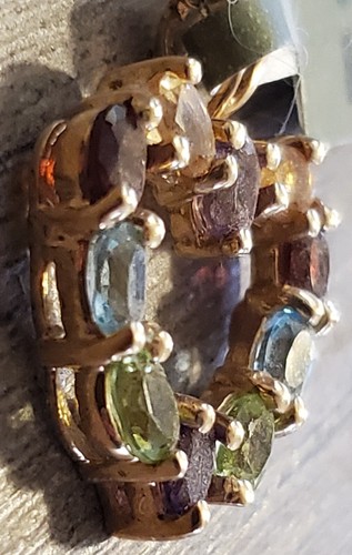 Ciondolo cuore taglio ovale multi pietre preziose in laboratorio oro giallo massiccio 10 kt - Foto 17 di 24