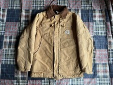 Vintage Distressed Carhartt C01 Duck Canvas Chore CoatJacket USA Made Sz 48