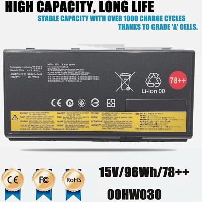  78++ 00HW030 BATTERY FOR Lenovo ThinkPad P70 P71 Series 01AV451 SB10F46468 96Wh