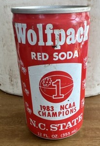1983 NC State Wolfpack National Championship Soda Can, Vintage, Jim Valvano 1
