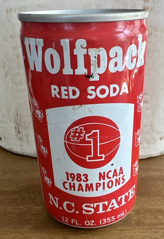 1983 NC State Wolfpack National Championship Soda Can, Vintage, Jim Valvano 1
