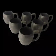 Rare Set of 6 SHEETS-ROCKFORD 14 oz Pewter Barrel Beer Mugs, USA Depression Era