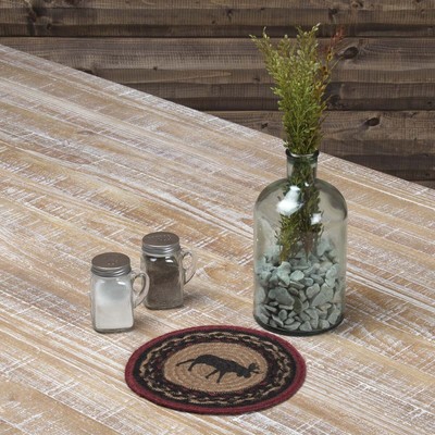 VHC Brands Trivet Cumberland Jute Rustic 8in Moose Braided Striped Table Decor