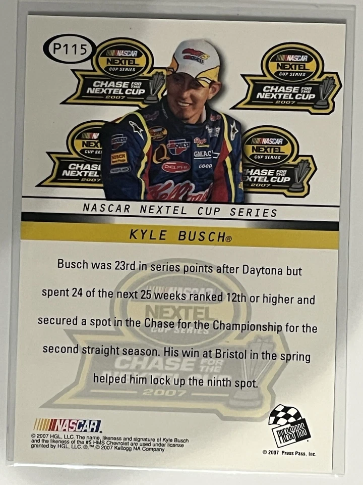 Kyle Busch Top 12 Card #115 /100 2008 Press Pass NASCAR RACING Chase for the Cup - Image 2 of 2