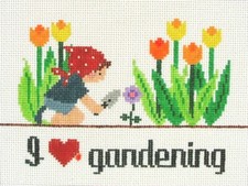 I Love Gardening Hand Painted Needlepoint Canvas